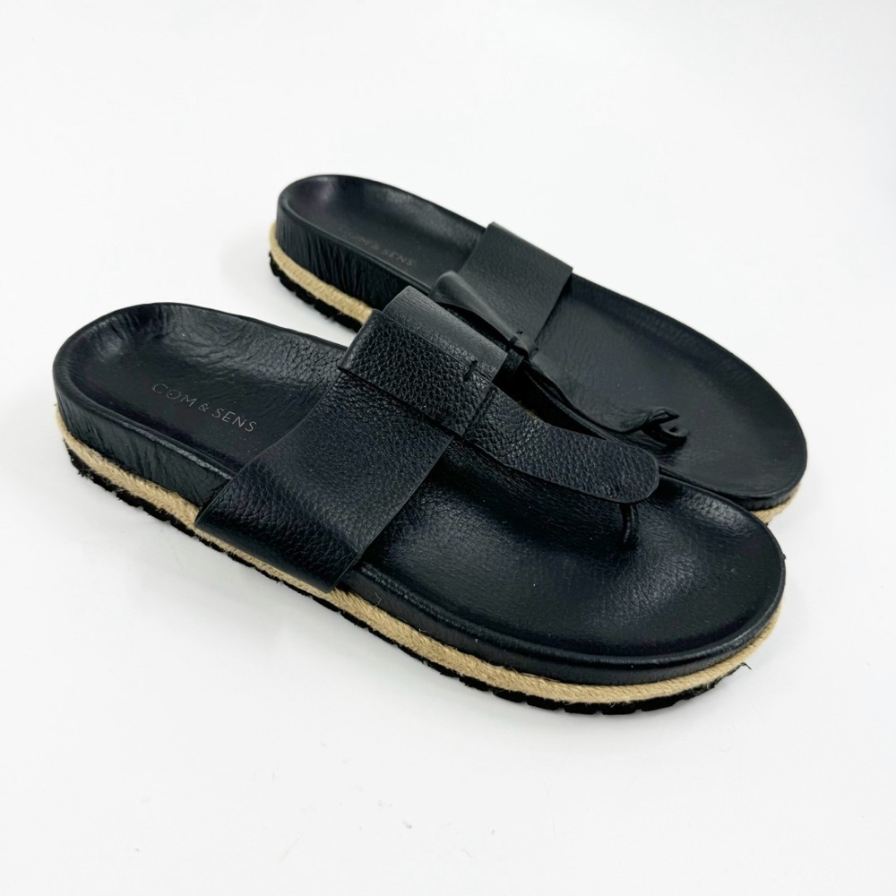 ✅ Com & Sens‎ Lania Espadrille Black T-Strap Sandal SIZE 8.5